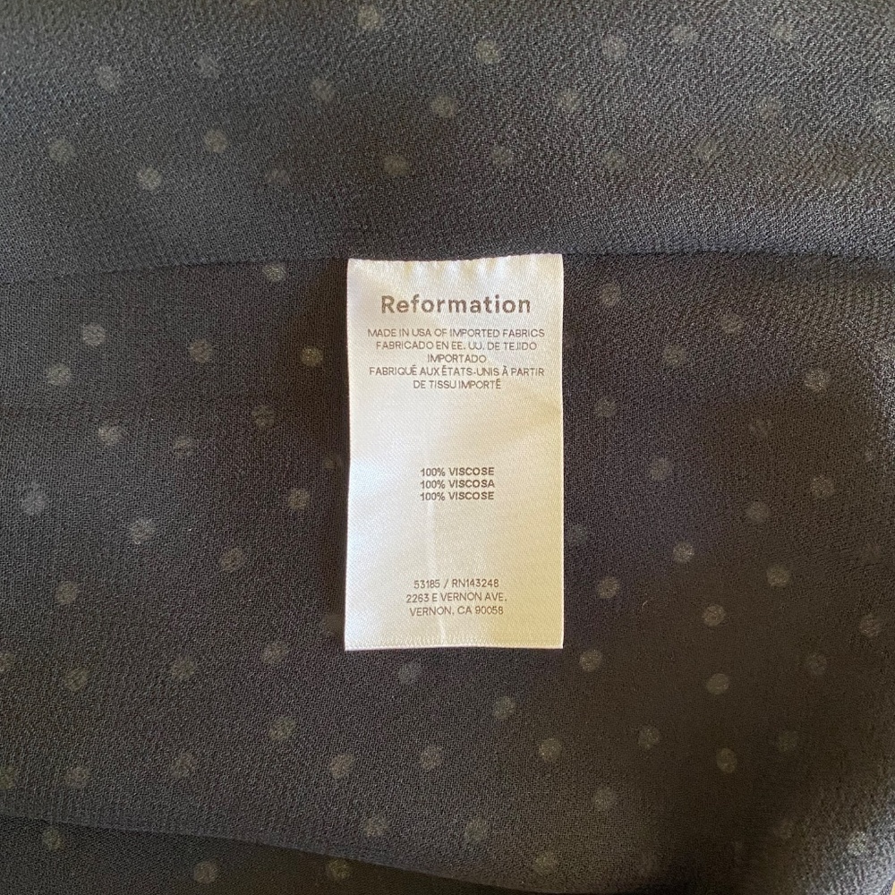 Reformation Black White Polka Dot Zip Mid Length Dress Size 6 - Picture 11 of 15